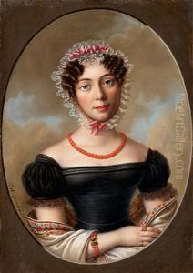 Portrait Of The Elder Sister Caroline Von Guerard Portrait Of The Younger Sister Ida Von Guerard