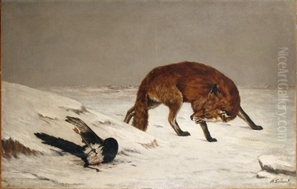 Le Renard Guettant La Pie Blessee - view 1