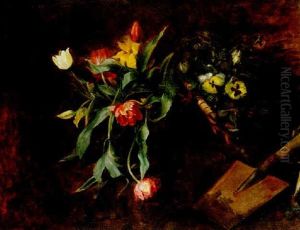 Corbeilles De Tulipes Et De Pensees by Jeanne Guerard-Gonzales