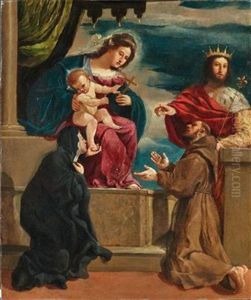 Madonna And Child With Saint Catherine by Giovanni Francesco Barbieri