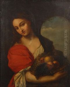 Jeune Femme A La Corbeille De Fruits by Giovanni Francesco Barbieri