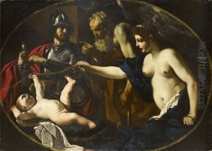 Eine Allegorie Mit Mars, Venus, Cupidus Und Chronos by Giovanni Francesco Barbieri