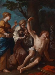 Der Hl. Sebastian Wird Von Den Frauen Gepflegt by Giovanni Francesco Barbieri