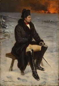 L'empereur Napoleon 1er Devant Le Ville De Moscou En Feu