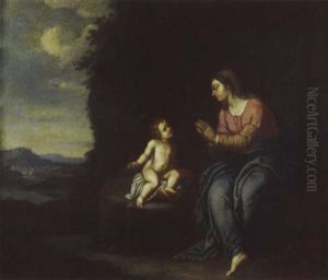 Vierge A L'enfant Pres D'un Rivage by Giovanni Francesco Barbieri