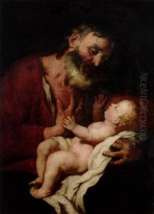 Josef Med Jesusbarnet by Giovanni Francesco Barbieri