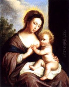 Madonna Med Barnet by Giovanni Francesco Barbieri