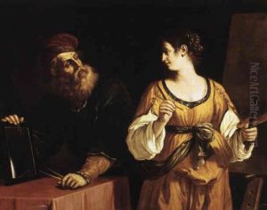 Allegory Of Painting And Drawing by Giovanni Francesco Barbieri