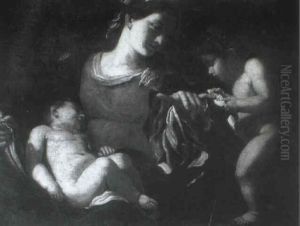 The Madonna And Child With The Infant Saint Johnthe Baptist by Giovanni Francesco Barbieri