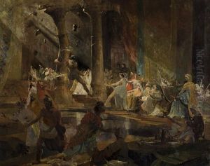Samson And Delila (samson Destroys The Temple Of Dagon) by Charles Francois Prosper Guerin