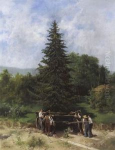 Holzarbeiter Auf Waldweg