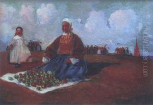 La Marchande De Pommes, Jour De Pardon A Ste-anne-la-palud by Ernest Pierre Guerin