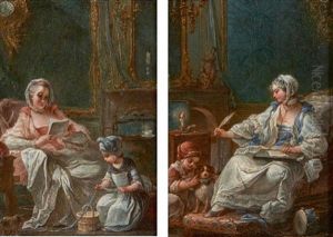 Deux Scenes D'interieur: Le Billet Doux Et La Correspondance (pair)
