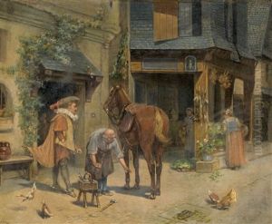 Beim Hufschmied by Gabriel Guerin