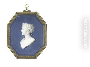 A Bust-length Figure Of A Lady, In Profile To The Left, Wearing Laurel Wreath And Classical Dress by Jean Urbain Guerin