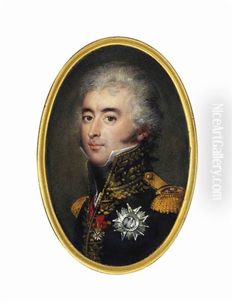 Etienne-marie-antoine Champion De Nansouty (1768-1815), Comte De Nansouty, In Black Coat With Gold Embroidered Oak Leaf Collar And Gold Epaulettes, Wearing The Red Moire Sash - view 1