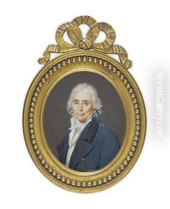 A Gentleman, In Blue Coat With Brass Buttons, White Waistcoat And Knotted Cravat, Greying Hair by Jean Urbain Guerin