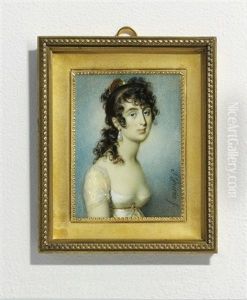 A Young Lady, In Decollete White Dress With Gauze Sleeves by Jean Urbain Guerin