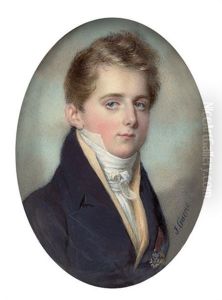 A Young Gentleman, In Blue Coat, Buff-coloured Waistcoat And Knotted White Cravat...