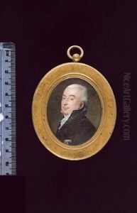 A Gentleman, Called Mr. Bercelat, Wearing Black Coat, Waistcoat, Frilled White Chemise And Tied Stock, Crossed White Feathers At His Breast by Jean Urbain Guerin