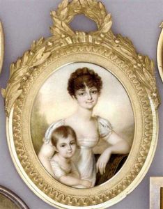Comtesse Philippe De Segur With Her Right Arm Around Her Son Paul, She, In White Dress With Gauze Border And Pale Blue Sash, Her Dark Brown Hair Upswept And Dressed In Curls Comtesse Philippe De Segur With Her Right Arm Around Her Son Paul, She, In White Dress With Gauze Border And Pale Blue Sash, Her Dark Brown Hair Upswept And Dressed In Curls