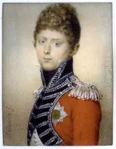 Crown Prince William Of Wurttemberg, In Red Coat With Silver-embroidered Blue Facings, Silver Epaulette, White Waistcoat And Black Cravat, Wearing The Breast-star Of The Royal Wurttemberg Order ... Crown Prince William Of Wurttemberg, In Red Coat With Silver-embroidered Blue Facings, Silver Epaulette, White Waistcoat And Black Cravat, Wearing The Breast-star Of The Royal Wurttemberg Order ...