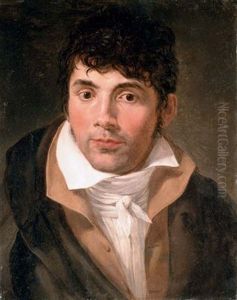Portrait Of A Gentleman (anne-louis Girodet ?), In A Black Coat And White Foulard by Pierre-Narcisse Guerin