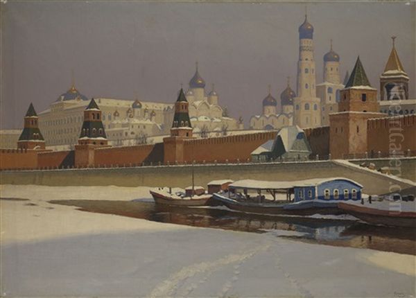 The Moscow Kremlin In Winter - view 1