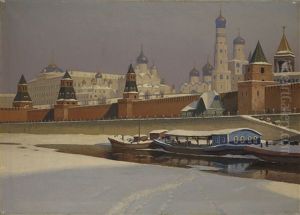 The Moscow Kremlin In Winter by Mikhail Guermacheff