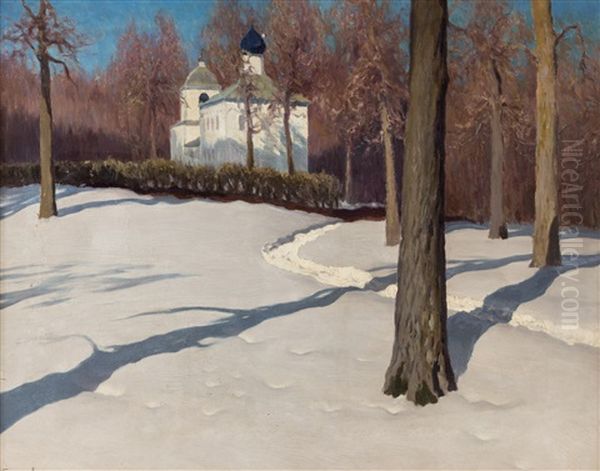 Snow Path To The Church - view 1