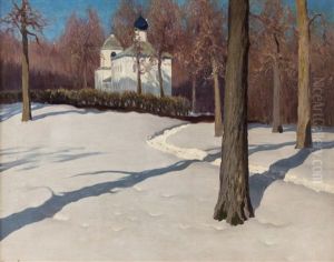 Snow Path To The Church by Mikhail Guermacheff