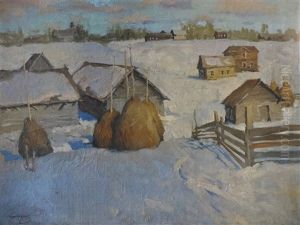 Maisons Dans La Neige by Mikhail Guermacheff