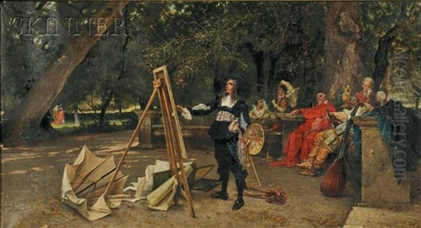 Salvator Rosa Painting In The Villa Borghese Gardens - view 1