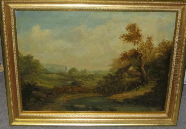 Rolling Landscape With Cottage In Foreground And Distant Steeple - view 1