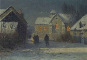 Midnight Mass, Christmas Night In Bertincourt, Champagne by Armand Guery