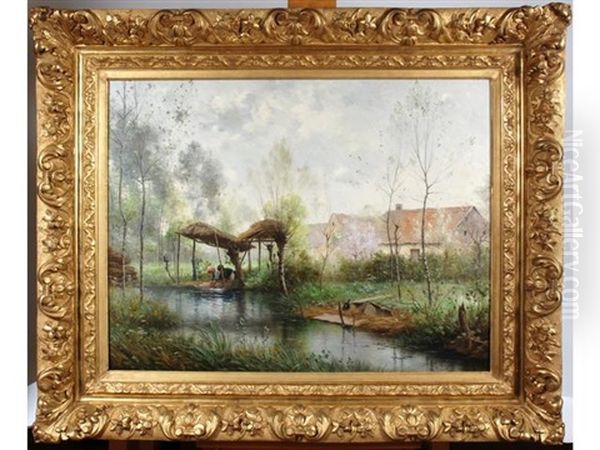 Les Lavandieres Au Bord De La Suippe - view 1