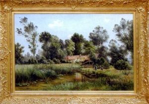 Vieilles Maisons Et Pecheurs Au Bord De La Riviere
