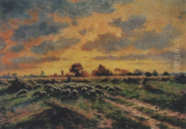 Feldlandschaft Mit Hirte Und Schafherde - view 1