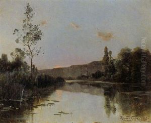 Coucher De Soleil Sur La Riviere by Armand Guery