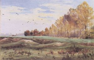 Paysage Aux Peupliers Pres De Pontgivart (marne)