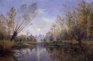 Soir D'automne (champagne) - Lever De Lune Sur La Suippe Soir D'automne (champagne) - Lever De Lune Sur La Suippe