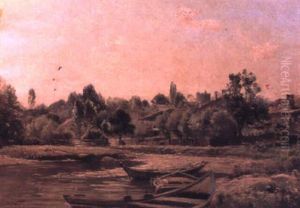 View Of A Village By A River View Of A Village By A River