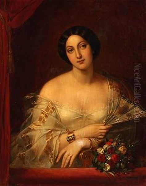 Portrait Of A Woman In White Dress - view 1