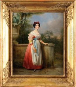 Portrait De Vittoria Caldoni, Modele Italien, En Costume De La Region D'albano by Charlemagne-Oscar Guet