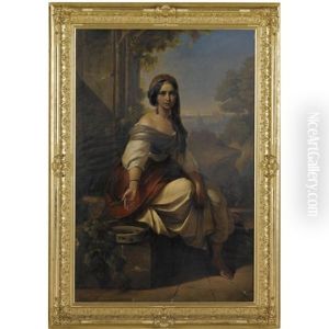 Portrait Of A Young Woman With A Tambourine