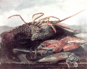 A Still Life With A Lobster, An Eel, A Squid And Fish On A Pier