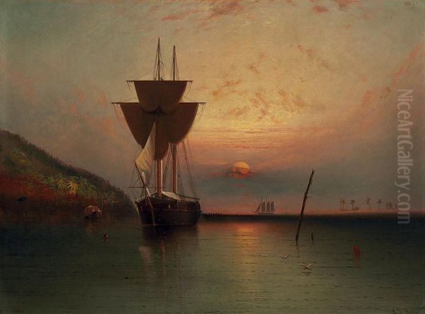 Ship In A Tropical Sunset - view 1