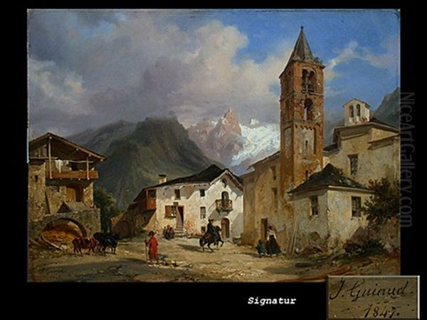 Dorfplatz Vor Gebirgsmassiv - view 1