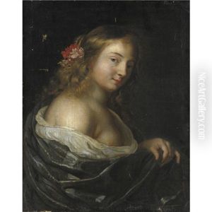 Ritratto Di Giovane Donna Con Fiori Fra I Capelli by Bartolomeo Guidobono