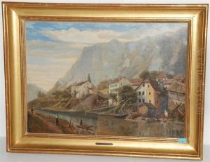 Dorf An Einem Zufluss Des Genfersees